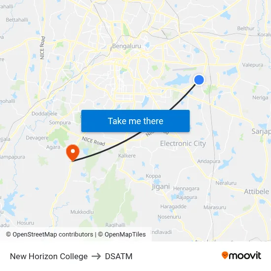 New Horizon College to DSATM map