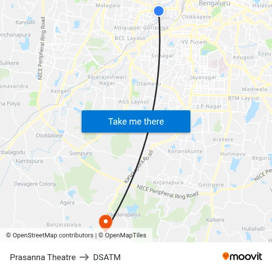 Prasanna Theatre to DSATM map
