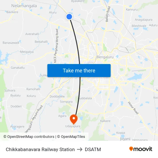 Chikkabanavara Railway Station to DSATM map