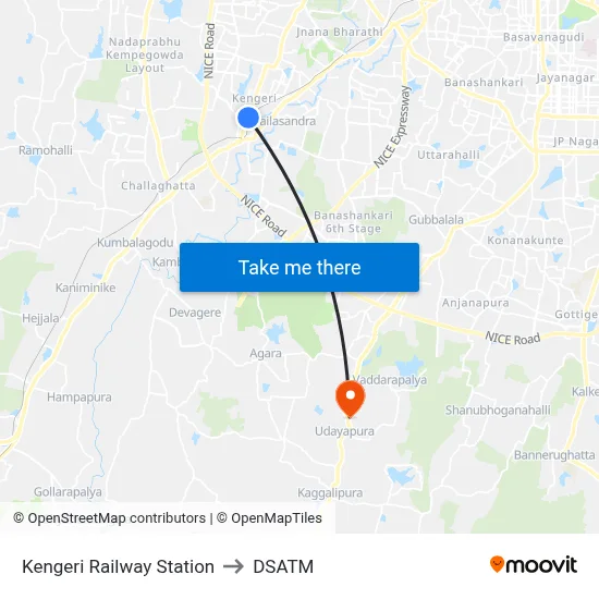 Kengeri Railway Station to DSATM map