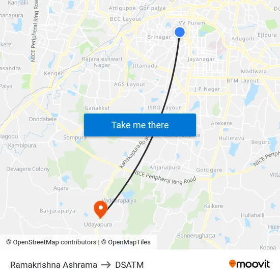 Ramakrishna Ashrama to DSATM map