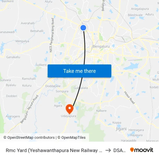 Rmc Yard (Yeshawanthapura New Railway Station) to DSATM map