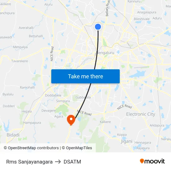 Rms Sanjayanagara to DSATM map