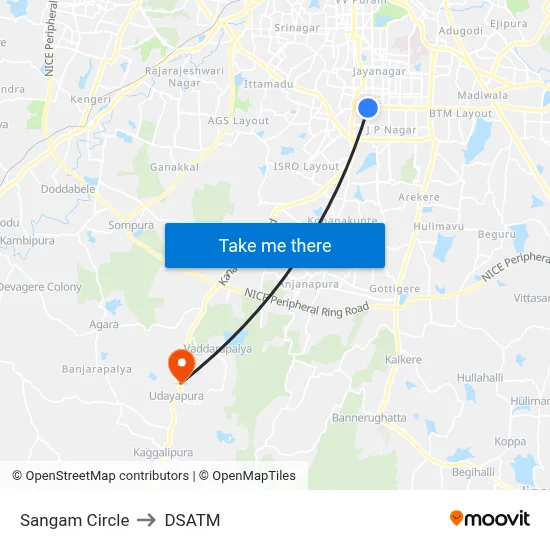Sangam Circle to DSATM map