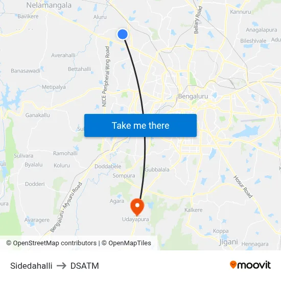 Sidedahalli to DSATM map