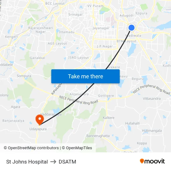 St Johns Hospital to DSATM map