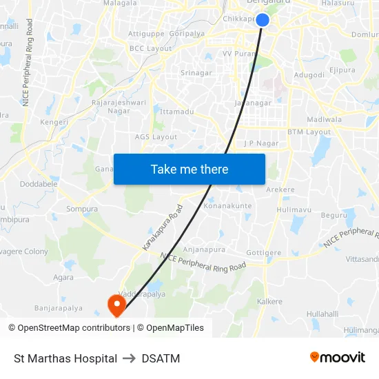 St Marthas Hospital to DSATM map