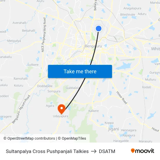 Sultanpalya Cross Pushpanjali Talkies to DSATM map