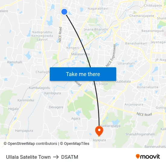 Ullala Satelite Town to DSATM map