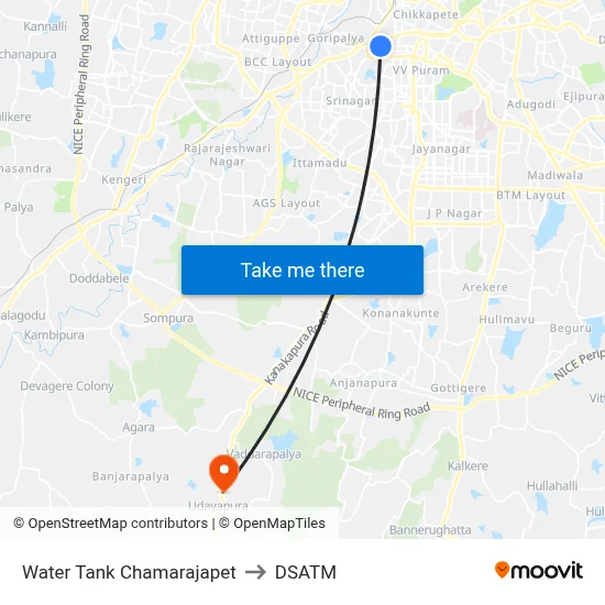 Water Tank Chamarajapet to DSATM map