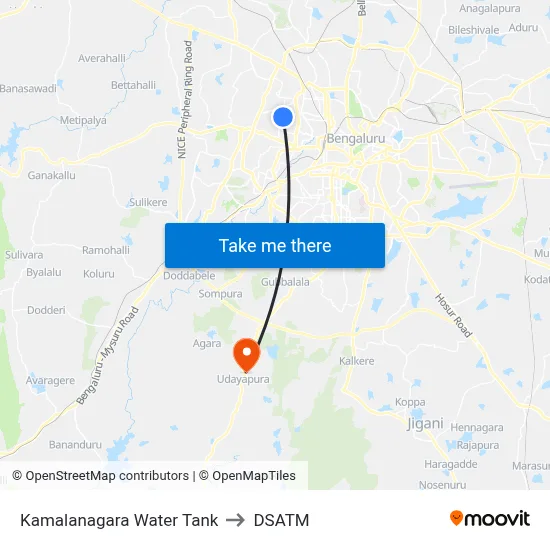 Kamalanagara Water Tank to DSATM map