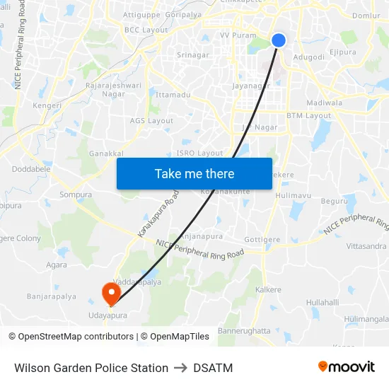 Wilson Garden Police Station to DSATM map