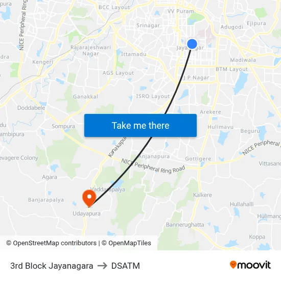 3rd Block Jayanagara to DSATM map