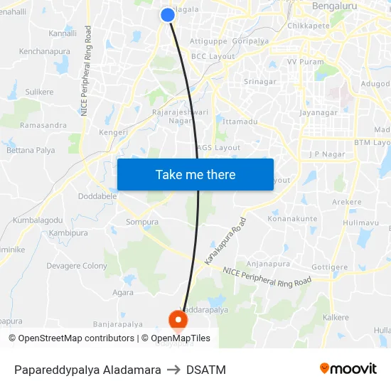 Papareddypalya Aladamara to DSATM map