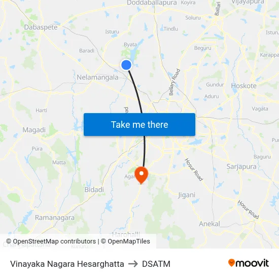 Vinayaka Nagara Hesarghatta to DSATM map