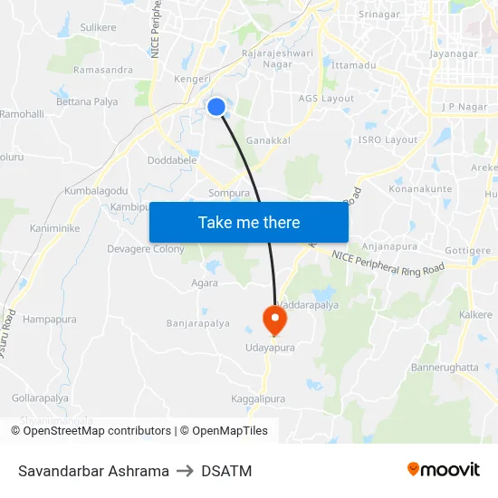 Savandarbar Ashrama to DSATM map