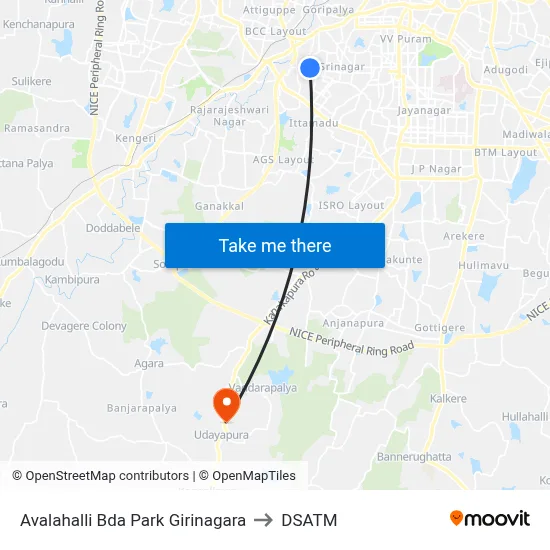 Avalahalli Bda Park Girinagara to DSATM map