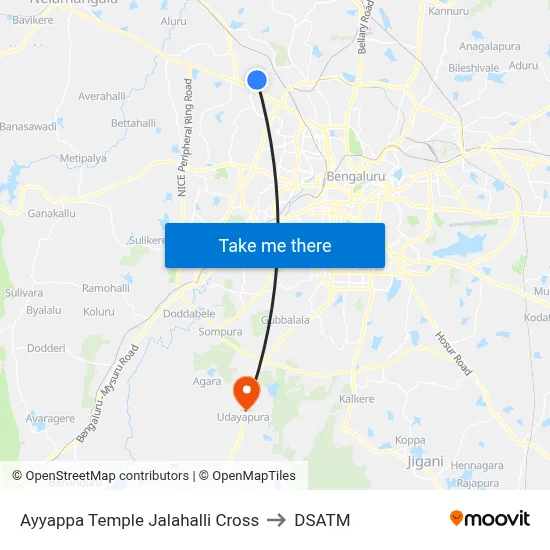 Ayyappa Temple Jalahalli Cross to DSATM map
