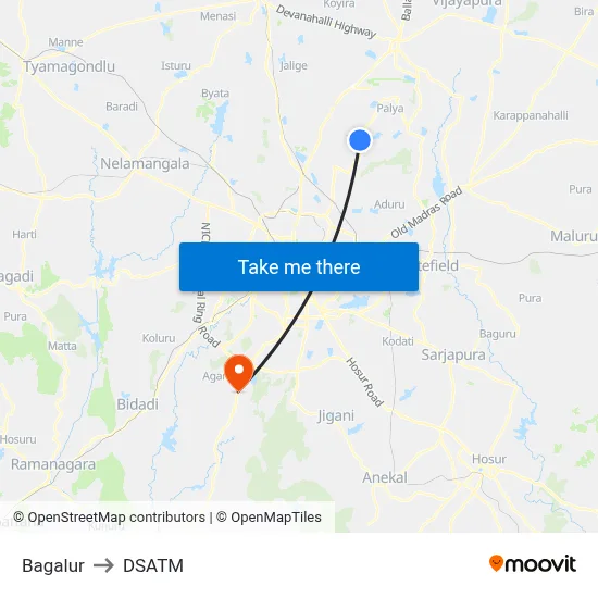 Bagalur to DSATM map