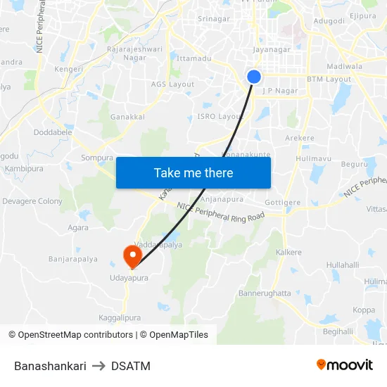 Banashankari to DSATM map