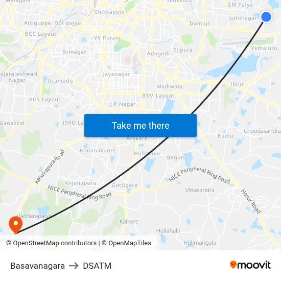 Basavanagara to DSATM map
