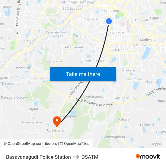 Basavanagudi Police Station to DSATM map
