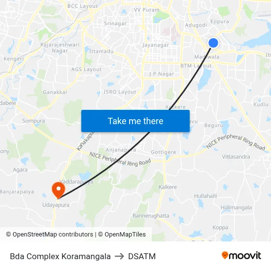 Bda Complex Koramangala to DSATM map
