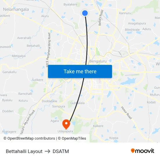 Bettahalli Layout to DSATM map