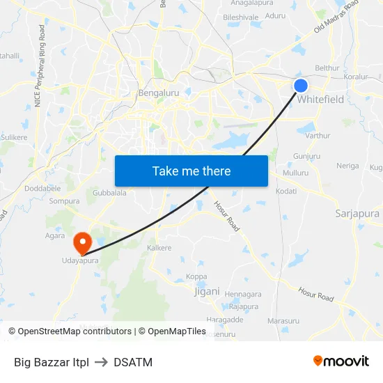 Big Bazzar Itpl to DSATM map