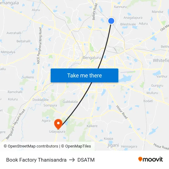 Book Factory Thanisandra to DSATM map