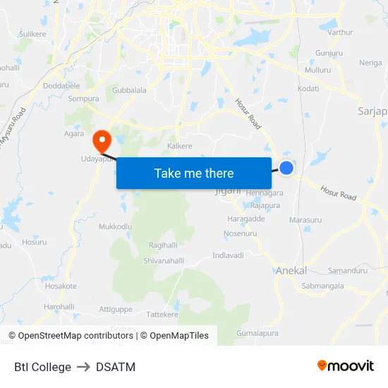 Btl College to DSATM map