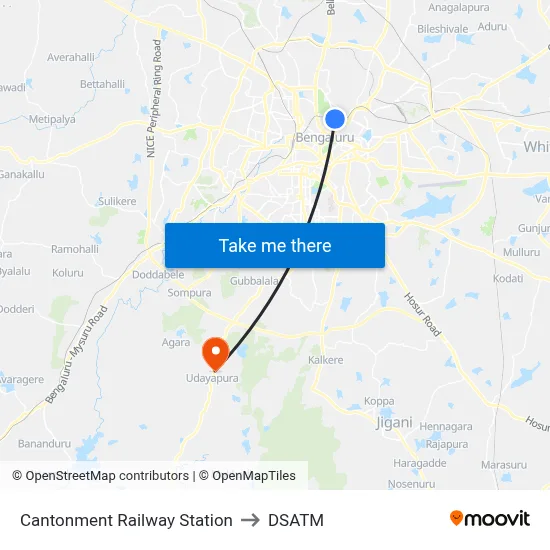 Cantonment Railway Station to DSATM map