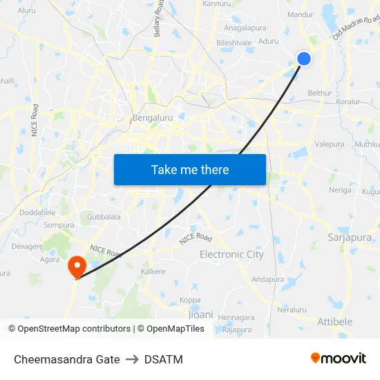 Cheemasandra Gate to DSATM map