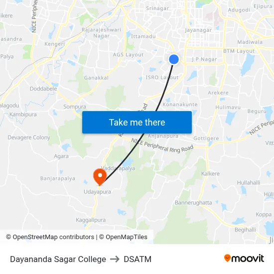 Dayananda Sagar College to DSATM map