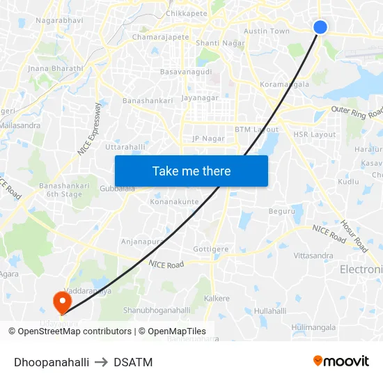 Dhoopanahalli to DSATM map