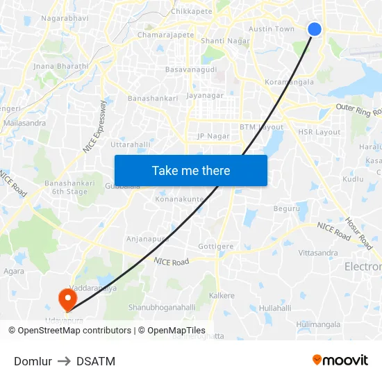 Domlur to DSATM map