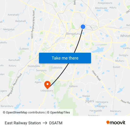 East Railway Station to DSATM map