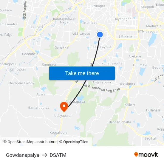 Gowdanapalya to DSATM map