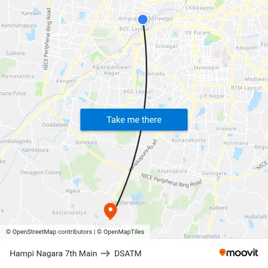 Hampi Nagara 7th Main to DSATM map