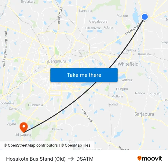 Hosakote Bus Stand (Old) to DSATM map