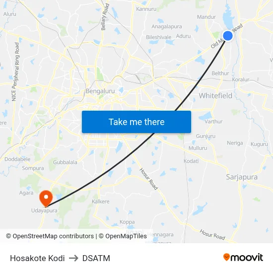 Hosakote Kodi to DSATM map