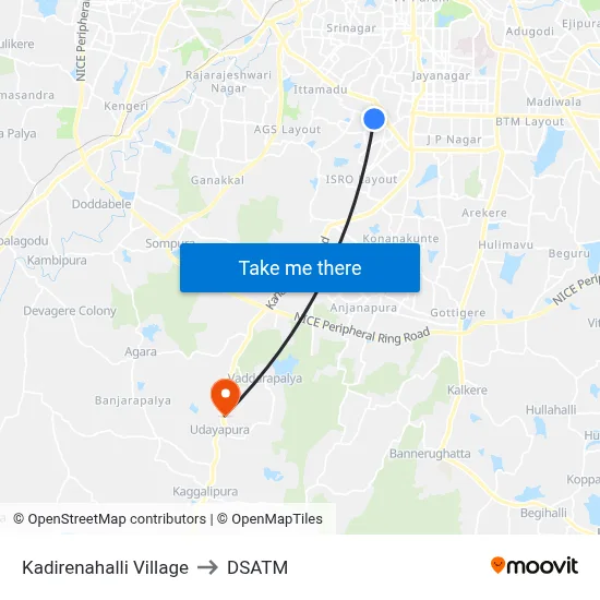 Kadirenahalli Village to DSATM map