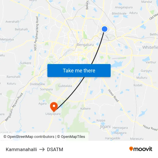 Kammanahalli to DSATM map