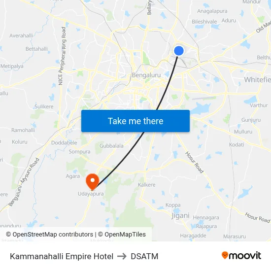 Kammanahalli Empire Hotel to DSATM map