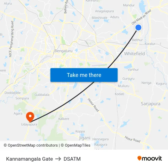 Kannamangala Gate to DSATM map