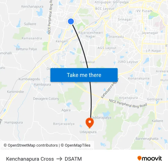 Kenchanapura Cross to DSATM map