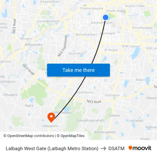 Lalbagh West Gate (Lalbagh Metro Station) to DSATM map