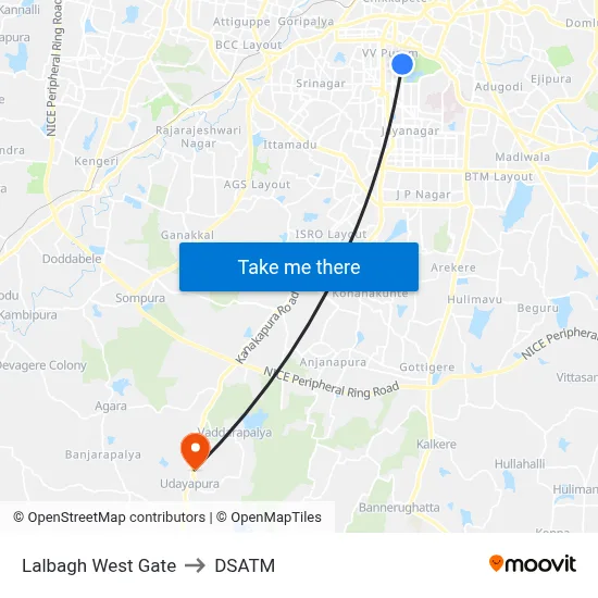 Lalbagh West Gate to DSATM map
