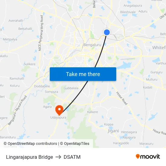 Lingarajapura Bridge to DSATM map