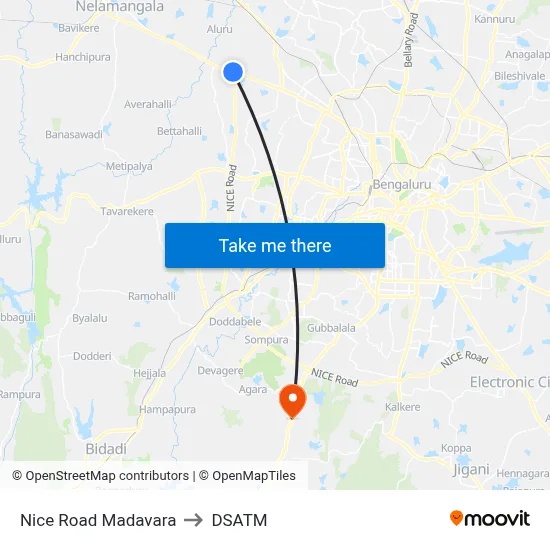 Nice Road Madavara to DSATM map